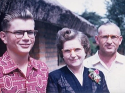 18 year-old Bill with his parents at Wembo Nyama circa 1957